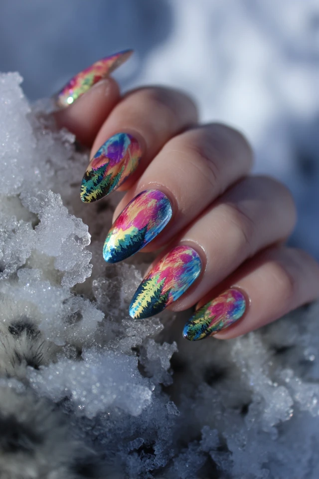Rainbow Fox Nails Extravaganza