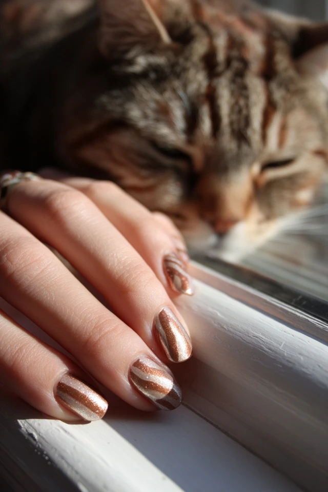 Caramel Cat Nails Extravaganza
