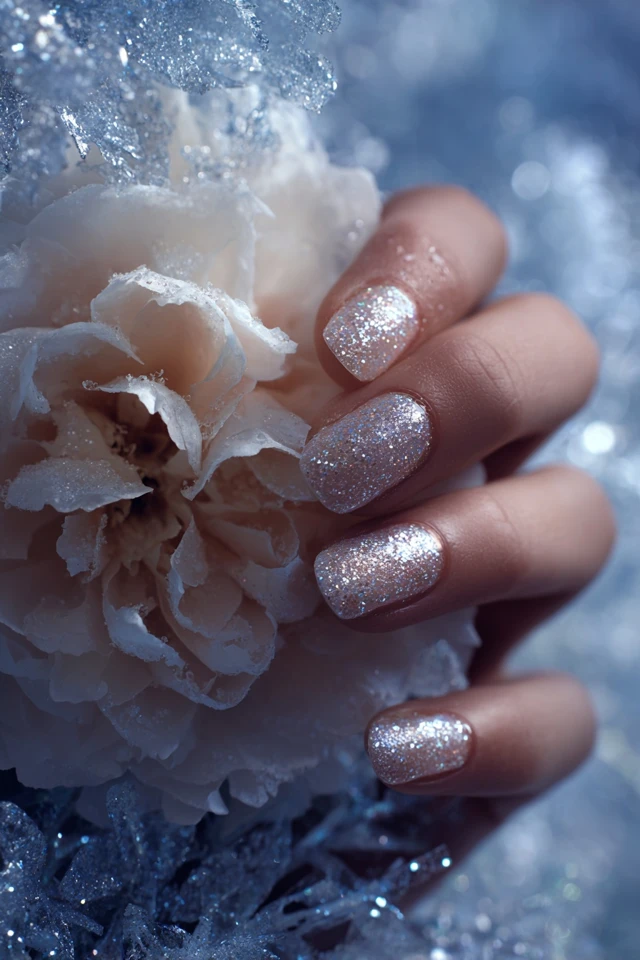 Crystal Winter Glow Nails