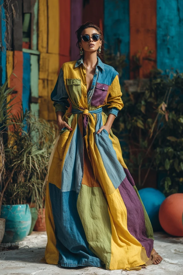 Vintage Denim Linen Dresses