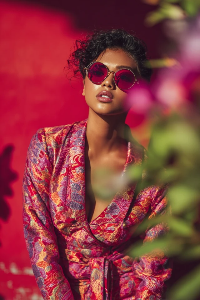 Playful Flamingo Brocade Evening Ensemble - photo 2