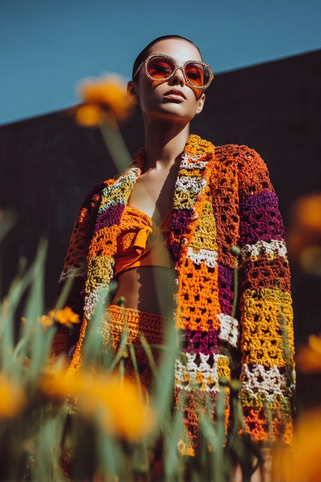Earthy Crochet Oversized Blazers