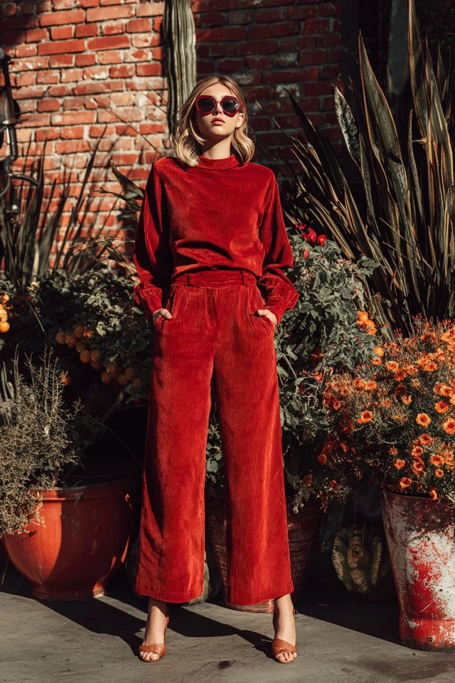 Tomato Girl Corduroy Wide‑Leg Pants
