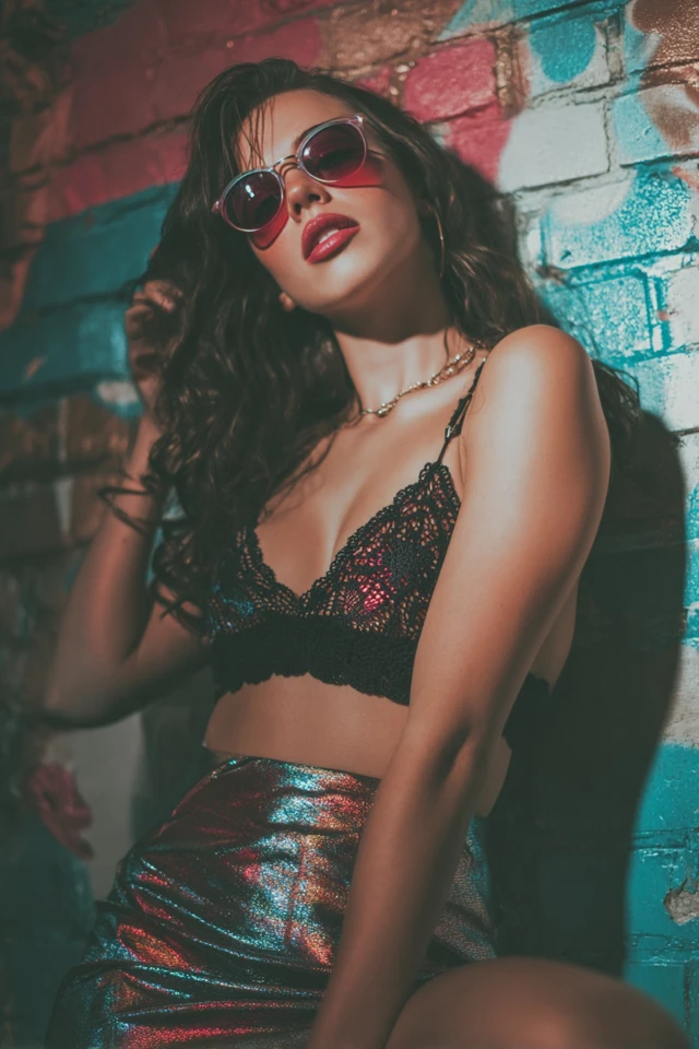 Dark Academia Crochet Satin Skirts