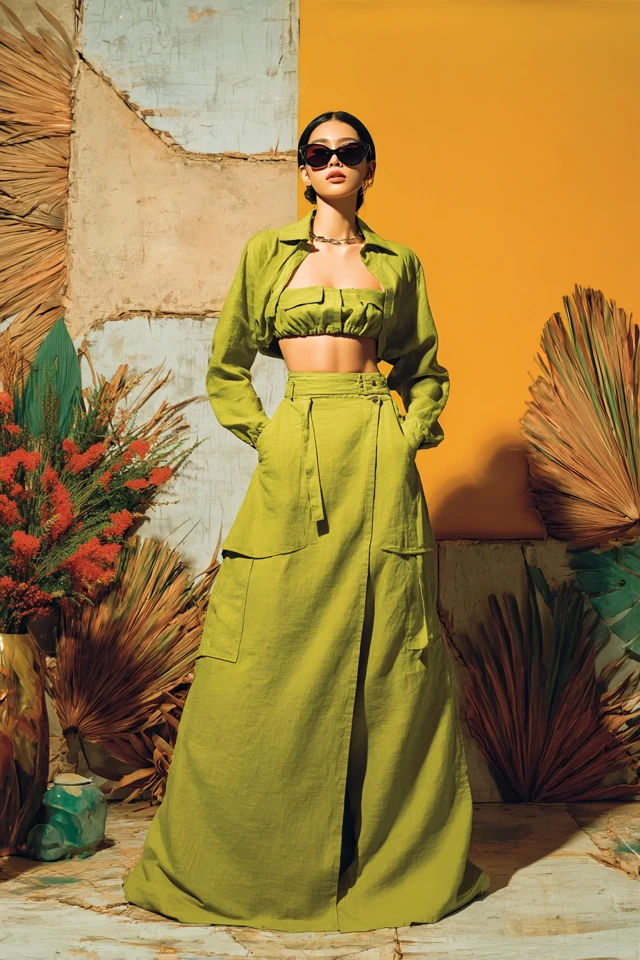 Barbiecore Linen Cargo Skirts
