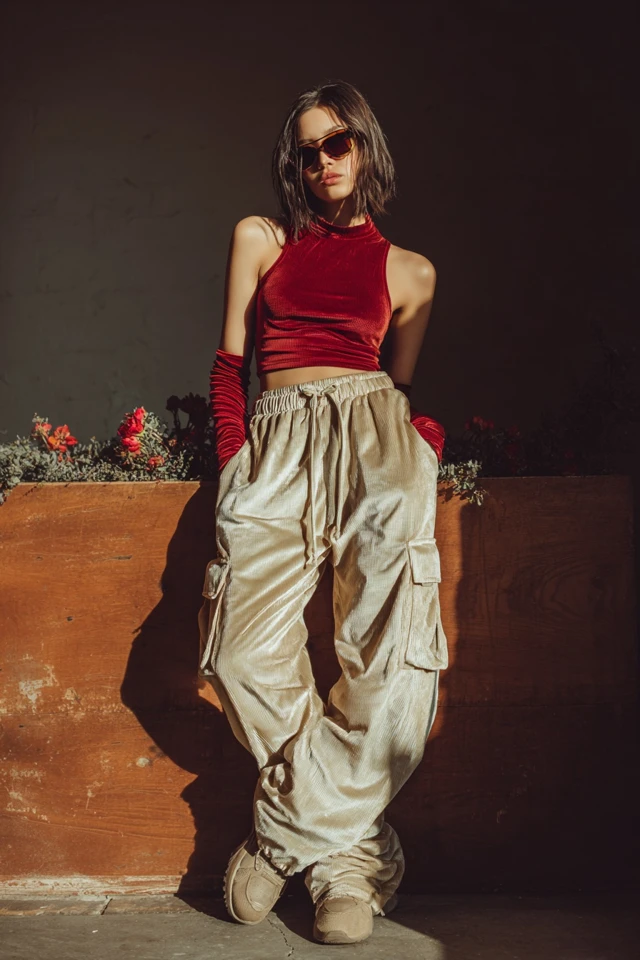 Soft Girl Velvet Cargo Pants