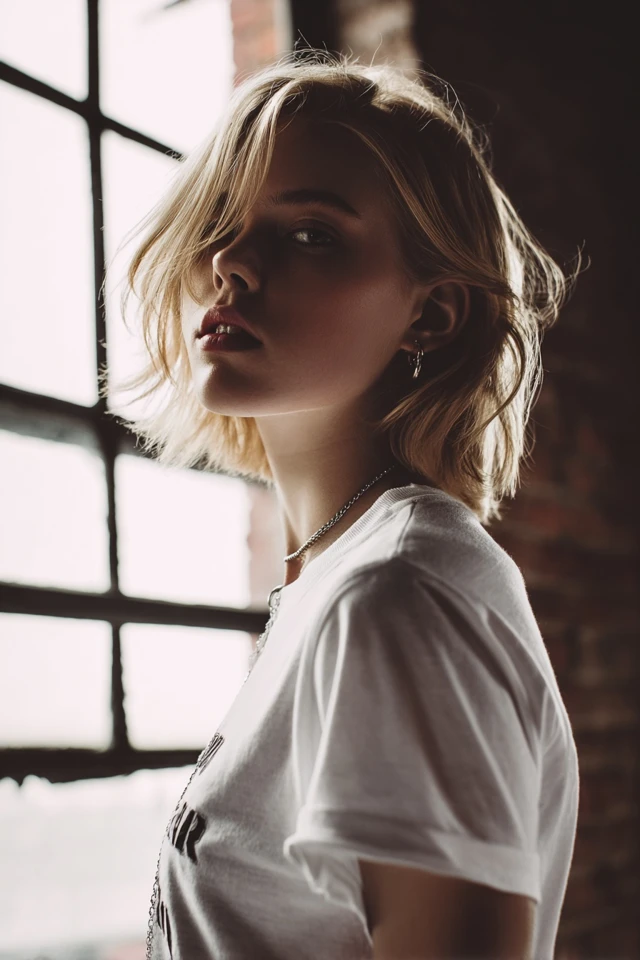 Aesthetic Sporty White Tee Fabric Focus - photo 2