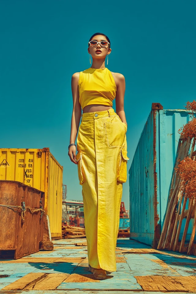 Street Style Linen Cargo Skirts - photo 2