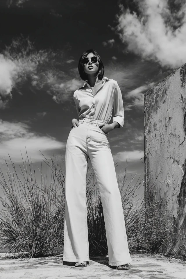 Monochrome Vacation Straight‑Leg Jeans - photo 2