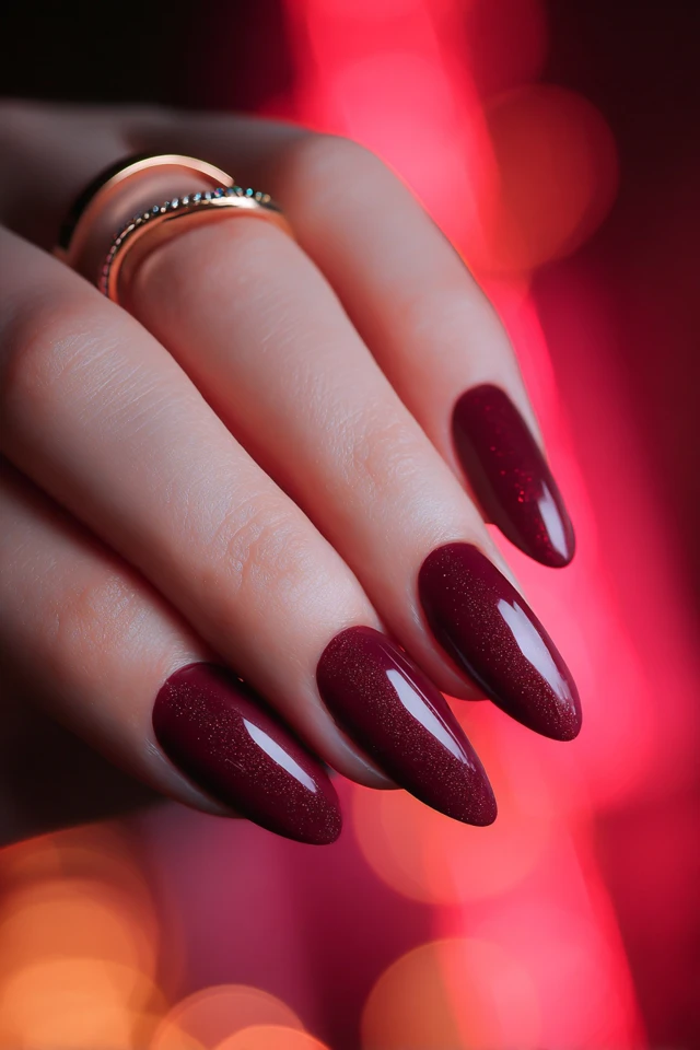 Burgundy Luster Nails - photo 2