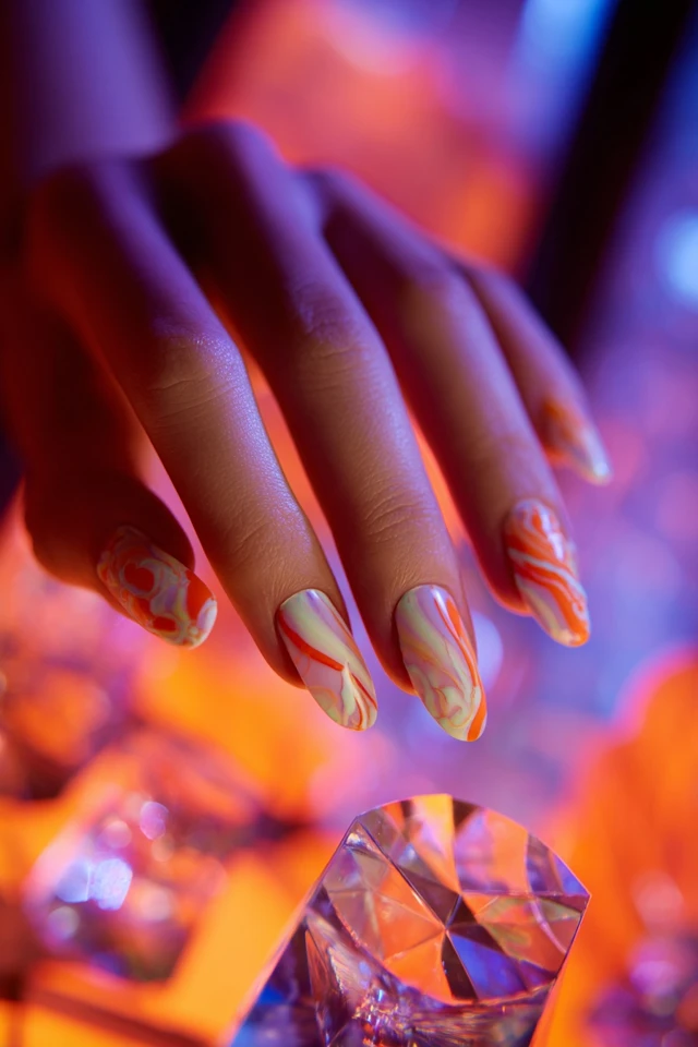 Futurist Marble Design Nails - photo 2