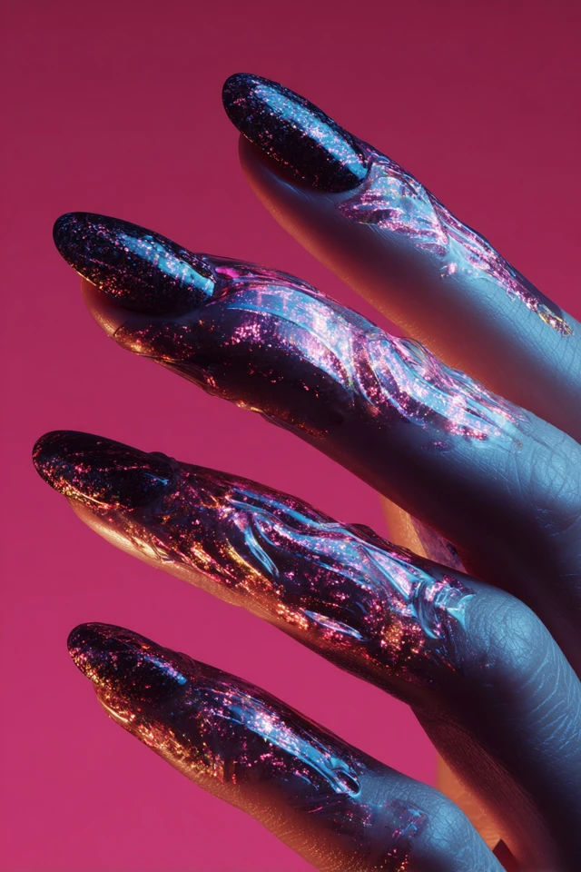Layered Glitter Concept Nails