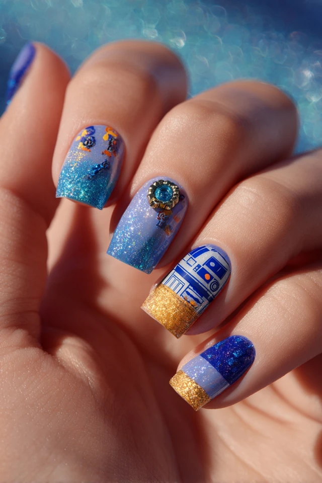 Whimsical R2-D2 Nails - photo 2