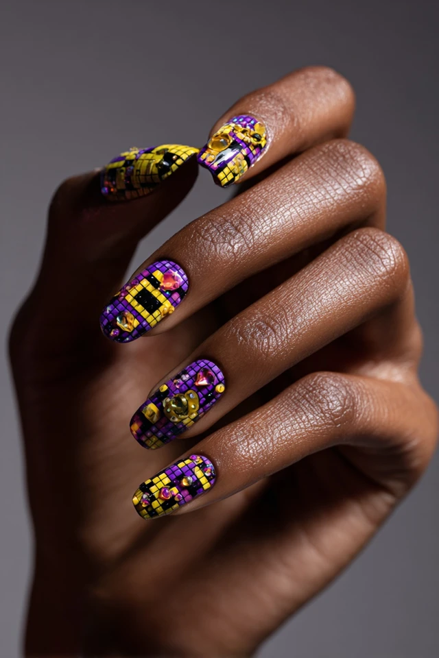 Retro Bumblebee Nails