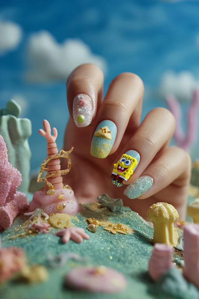 Cosmic SpongeBob SquarePants Nails - photo 2