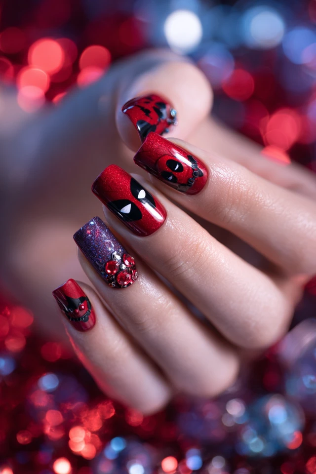 Radiant Deadpool Nails - photo 2
