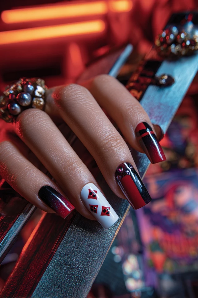Bold Harley Quinn Nails - photo 2
