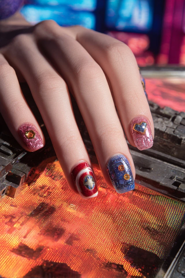 Vivid Captain America Nails - photo 2
