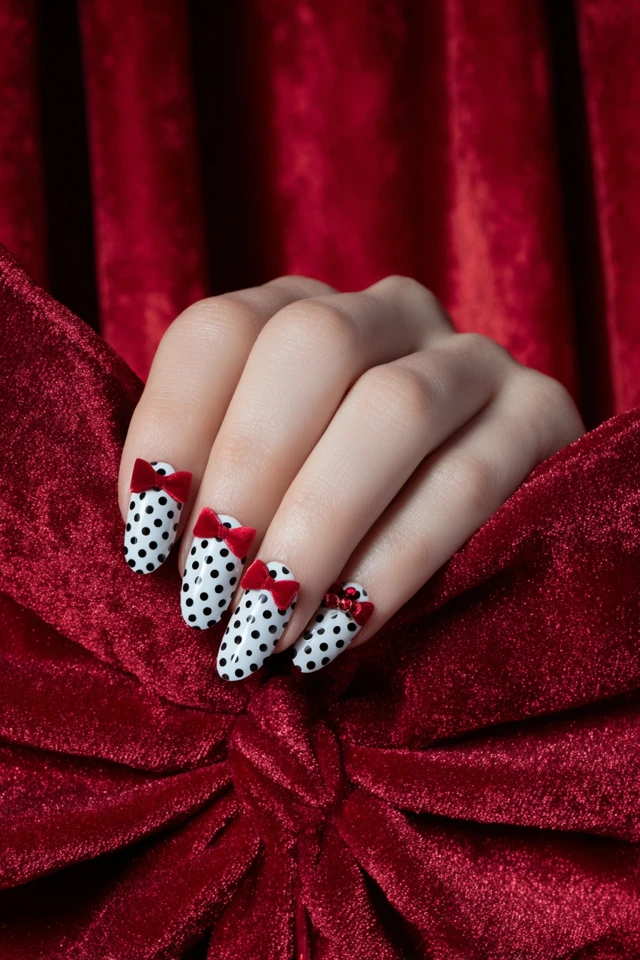 Polka Dot Bow Nails Extravaganza