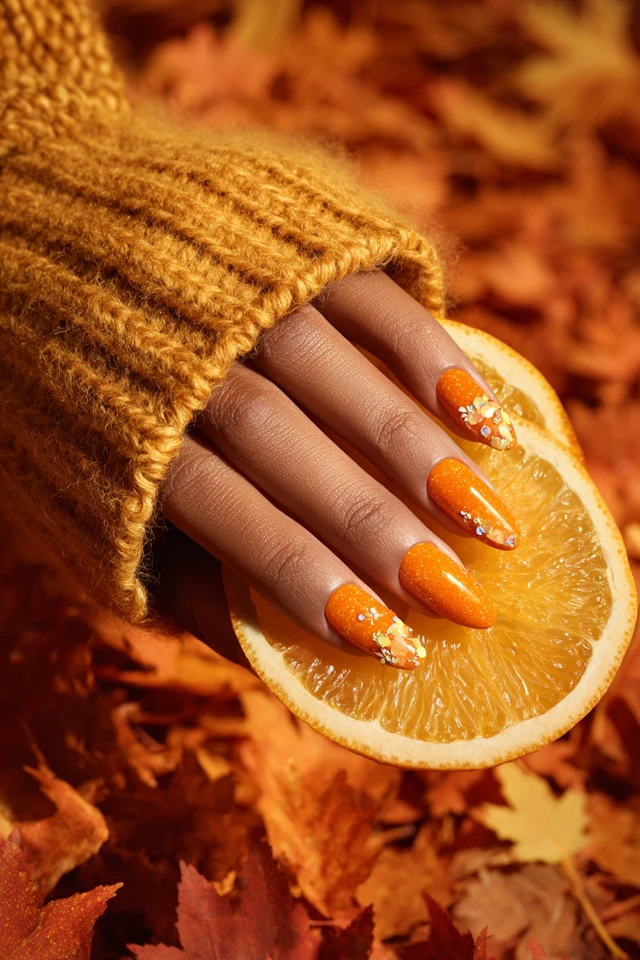 Pumpkin Autumn Glow Nails - photo 2