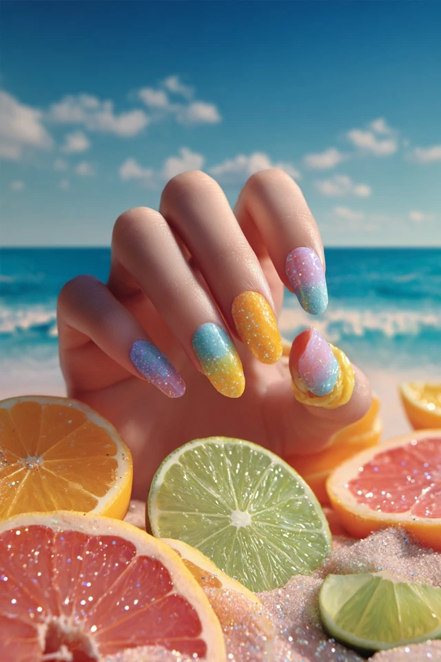 Citrus Summer Palette Nails - photo 2