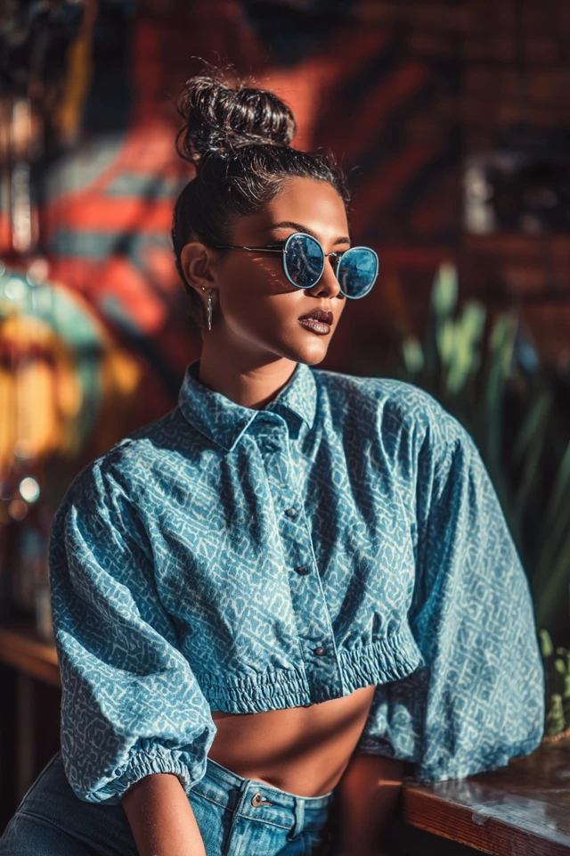 Preppy Denim Crop Tops - photo 2