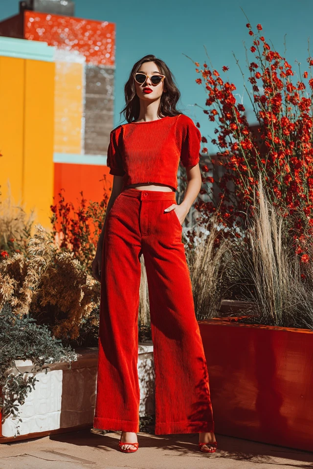 Tomato Girl Corduroy Wide‑Leg Pants - photo 2