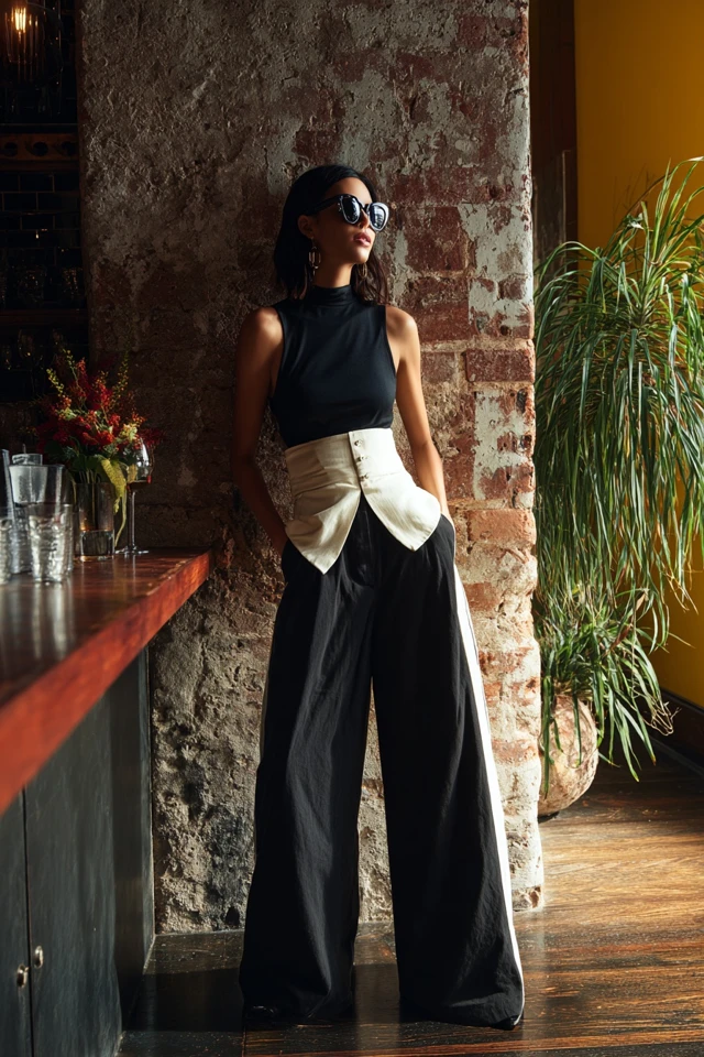 Dark Academia Denim Wide‑Leg Pants - photo 2