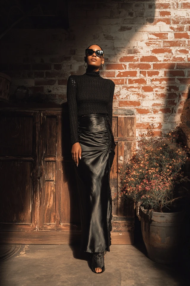 Dark Academia Crochet Satin Skirts - photo 2