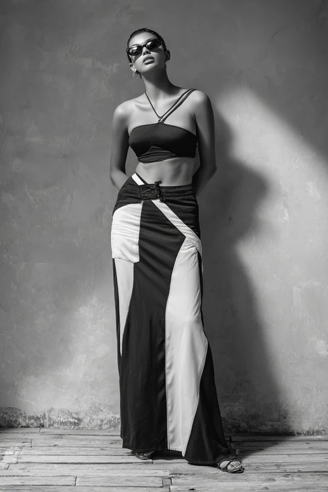 Monochrome Silk Cargo Skirts - photo 2