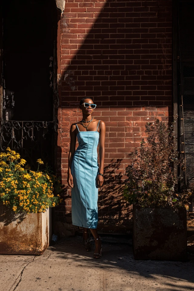 Earthy Denim Slip Dresses - photo 2