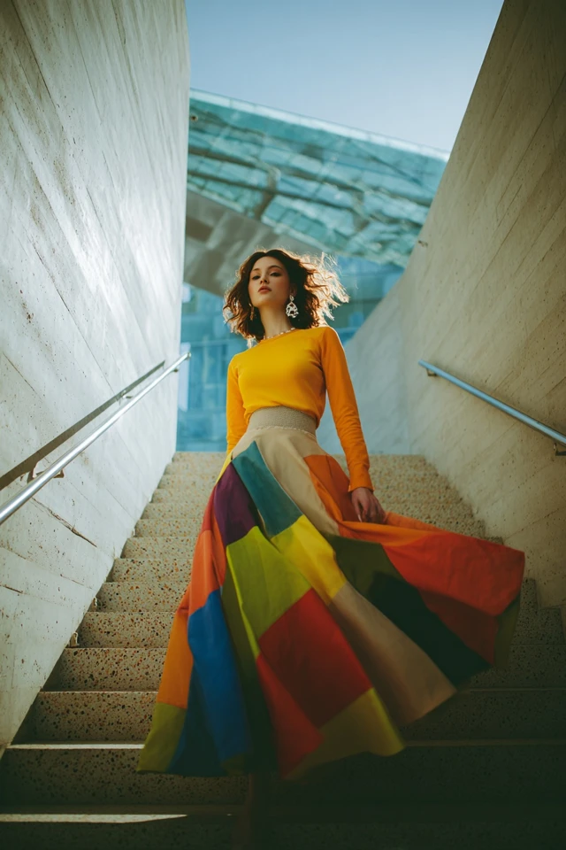 Palette Colorful Midi Skirt Weather Style - photo 2
