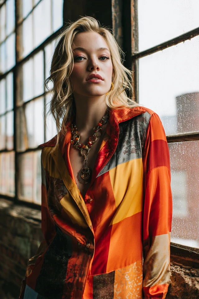 Chic Bold Silk Blouse Weather Style - photo 2