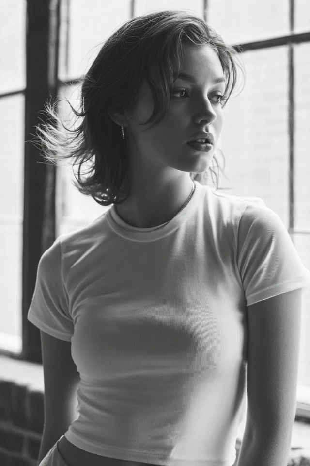 Aesthetic Sporty White Tee Fabric Focus - photo 3