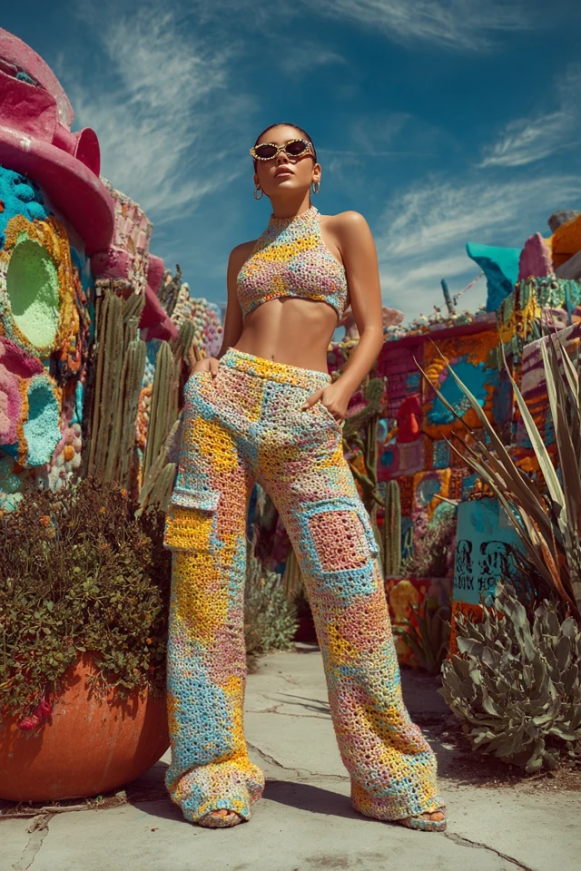 Barbiecore Crochet Cargo Pants - photo 2