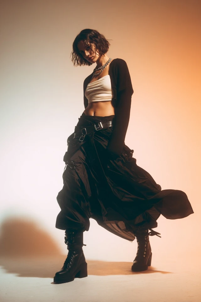 Edgy Satin Skirt Curated - photo 3