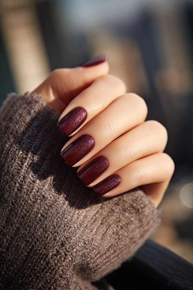 Burgundy Luster Nails - photo 3