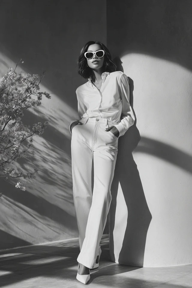 Monochrome Vacation Straight‑Leg Jeans - photo 3