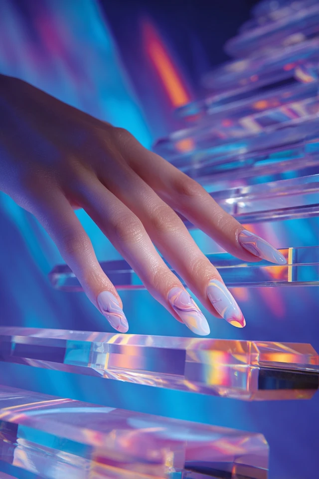 Futurist Marble Design Nails - photo 3