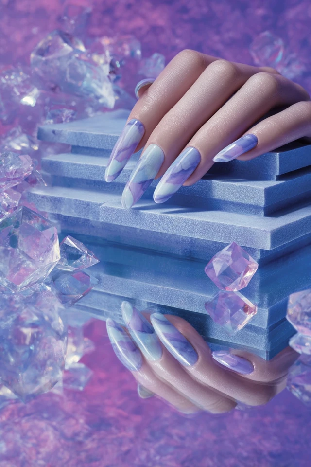 Sculpted Marble Design Nails