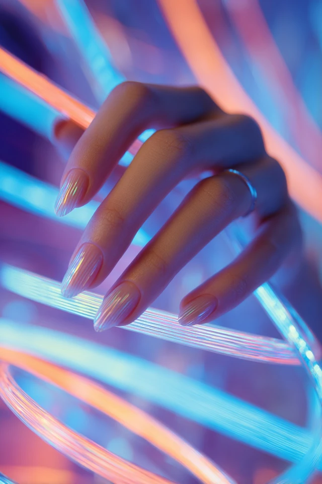Minimalist pastel manicure with a soft finish shown on a hand