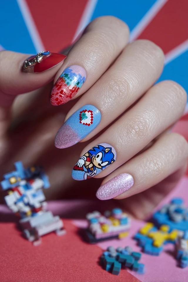 Kawaii Sonic the Hedgehog Nails - photo 2