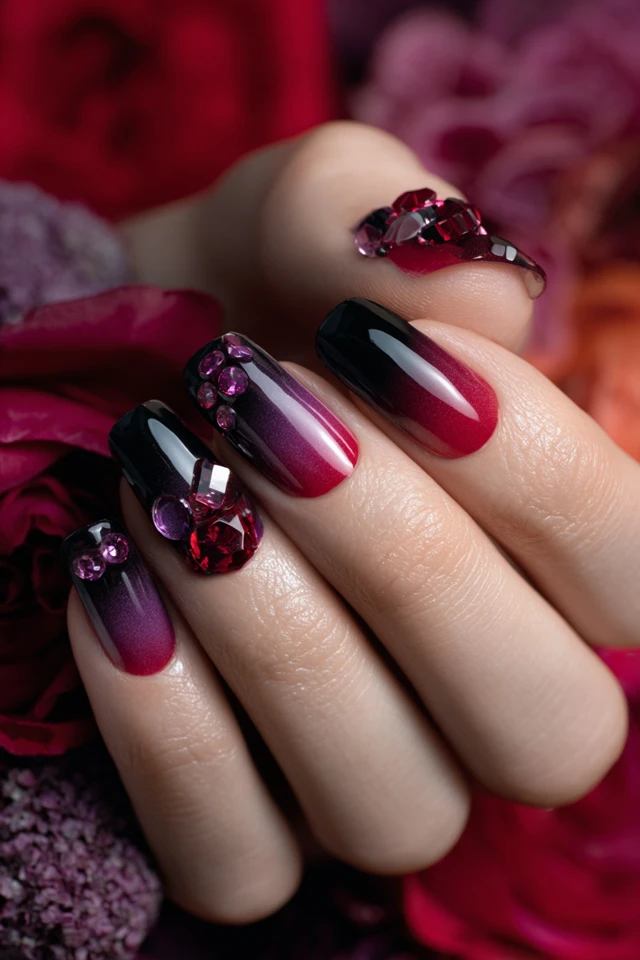 Bold Wednesday Addams Nails
