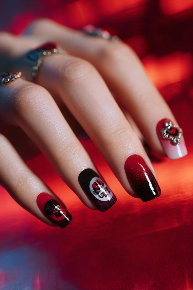 Bold Harley Quinn Nails - photo 3