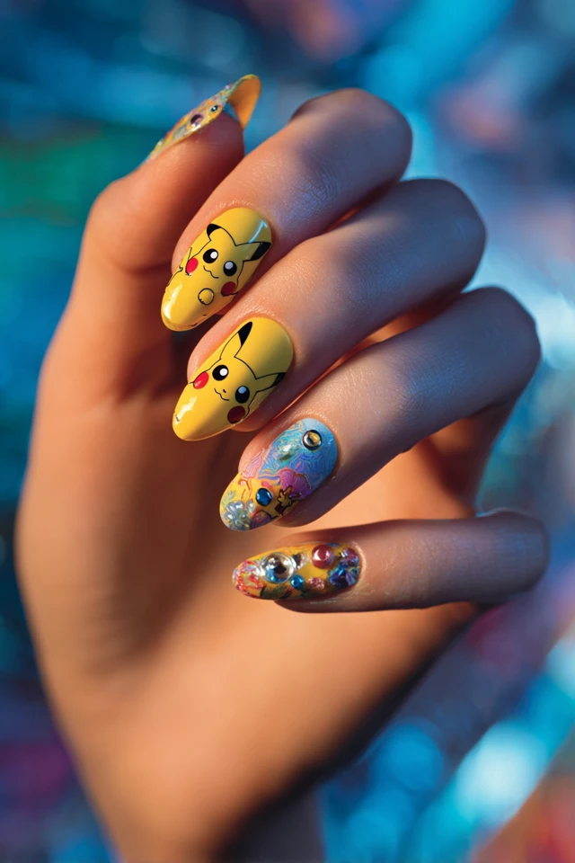 Retro Pikachu Nails - photo 3