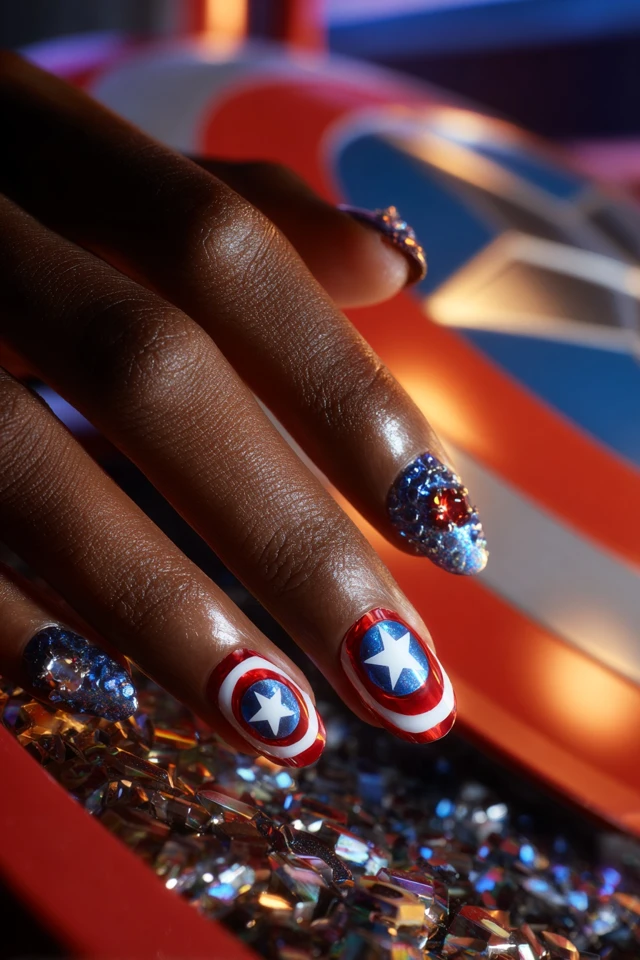 Vivid Captain America Nails - photo 3