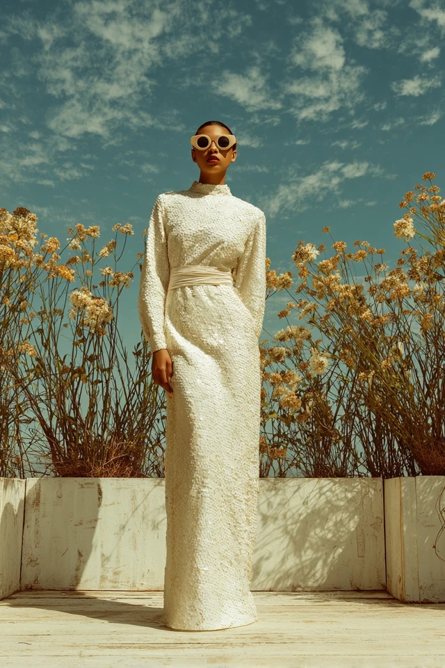 Light Academia Sequin Linen Dresses - photo 3