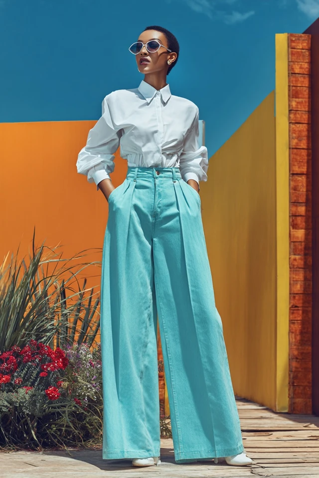 Vintage Denim Wide‑Leg Pants - photo 3