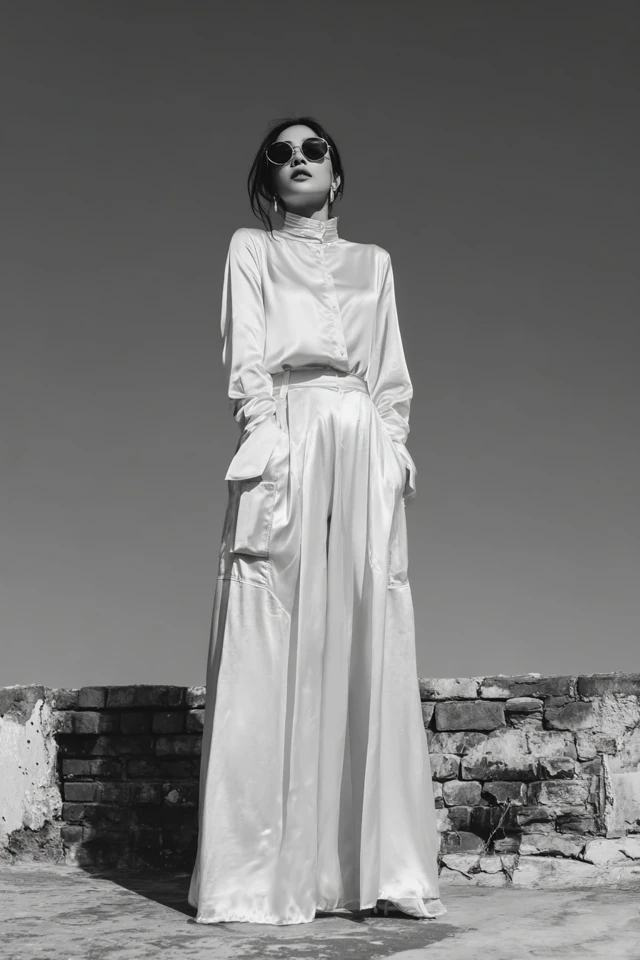Monochrome Silk Cargo Skirts - photo 3