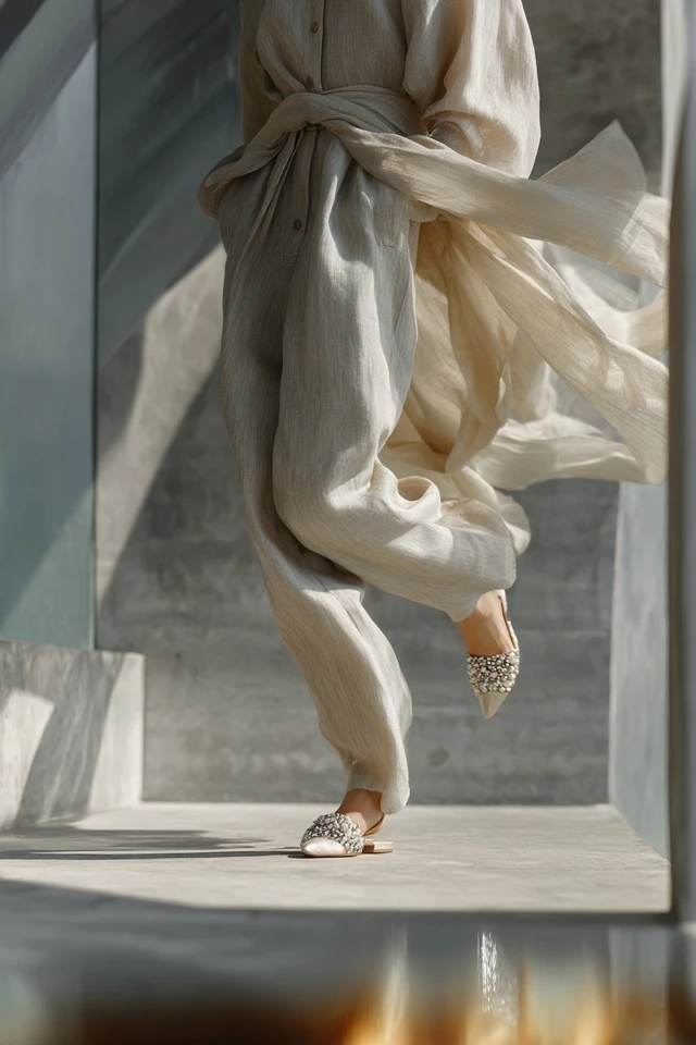Neutral Linen Pants Essential - photo 3